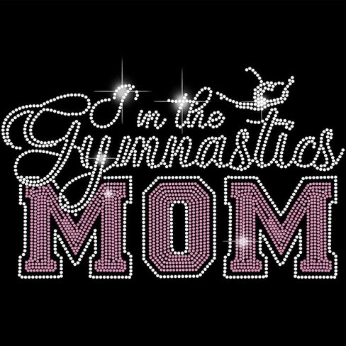 SUPERDANT Gymnastics Mom Iron on Rhinestones Transfer Gymnastics Mom Crystal Heat Transfer Stickers Hotfix Rhinestone Bling Decals Patches Sticker for T-Shirt Clothing DIY Art Craft Gifts in Saudi Arabia