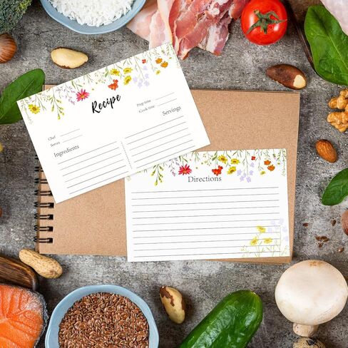 90pcs Double-Sided Recipe Cards, 4x6 Inches Blank Recipe Cards Wildflower Design Perfect for Recording Dishes Designing Menus and Kitchen Journal in Saudi Arabia