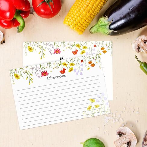 90pcs Double-Sided Recipe Cards, 4x6 Inches Blank Recipe Cards Wildflower Design Perfect for Recording Dishes Designing Menus and Kitchen Journal in Saudi Arabia