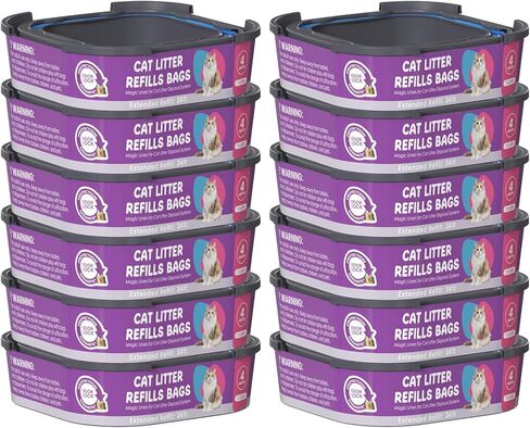 خرطوشة أكياس إعادة تعبئة فضلات القطط، متوافقة مع معايير Litter Cat Genie Standard، Plus، XL، XL+ عبوات إعادة تعبئة السطل، أكياس نفايات الحيوانات الأليفة ذات 7 طبقات للتحكم في الرائحة، 8 عبوات in Kuwait
