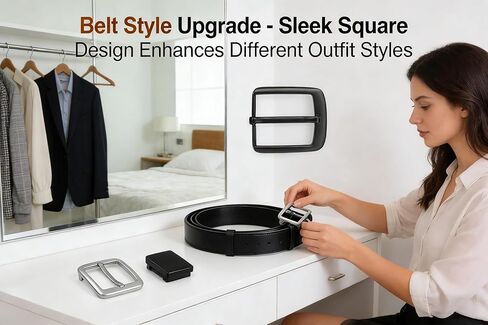 1.5-Inch (38-40 mm) Square Belt Buckle – Single-Prong Metal Replacement for Leather Belts in Saudi Arabia