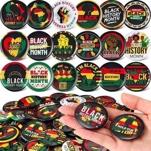 400 Pcs Black History Month Buttons Black History Badge Pins Bulk Badge Pins Gifts for Decorations Holiday Party Supplies American Button for Bag Hat Clothes in Saudi Arabia