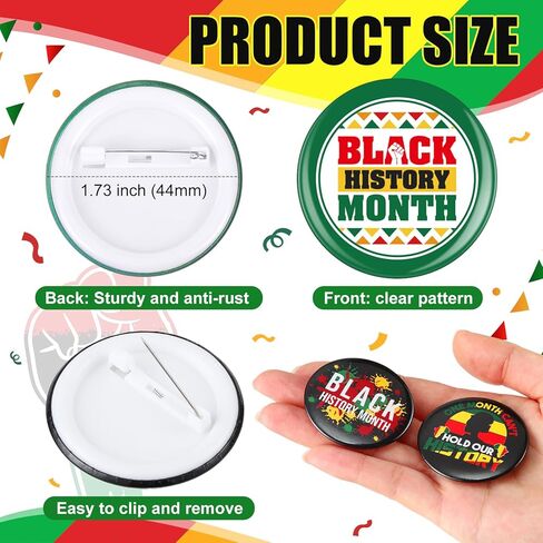 400 Pcs Black History Month Buttons Black History Badge Pins Bulk Badge Pins Gifts for Decorations Holiday Party Supplies American Button for Bag Hat Clothes in Saudi Arabia
