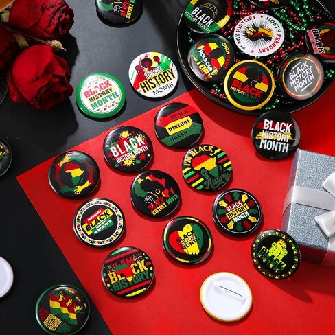 400 Pcs Black History Month Buttons Black History Badge Pins Bulk Badge Pins Gifts for Decorations Holiday Party Supplies American Button for Bag Hat Clothes in Saudi Arabia