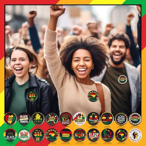 400 Pcs Black History Month Buttons Black History Badge Pins Bulk Badge Pins Gifts for Decorations Holiday Party Supplies American Button for Bag Hat Clothes in Saudi Arabia