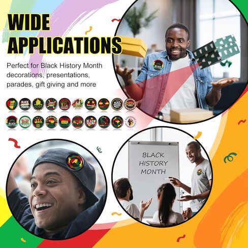 400 Pcs Black History Month Buttons Black History Badge Pins Bulk Badge Pins Gifts for Decorations Holiday Party Supplies American Button for Bag Hat Clothes in Saudi Arabia