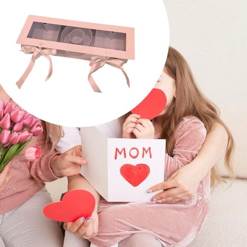 صندوق هدايا زهور فارغ على شكل حرف Mom من SM SunMix، صندوق هدايا تذكاري مستطيل الشكل قابل للتعبئة لحفلات عيد الأم، وردي in Kuwait
