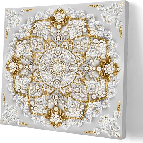 yzARTche Diamond Art Pearl Painting Kit, DIY Pearl Art Painting with White Frame, Handmade Gem Dot Picture Craft for Home Wall Decor Present Set-05-Rose in Saudi Arabia