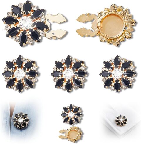 3 Pcs Button Covers for Women Blouses,Button Covers for Women with Crystal Decorative,Black Detachable Buttons Cover with Rainstone,Use to Womens Jeans and Blouses Sewing Decorative in Saudi Arabia