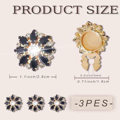 3 Pcs Button Covers for Women Blouses,Button Covers for Women with Crystal Decorative,Black Detachable Buttons Cover with Rainstone,Use to Womens Jeans and Blouses Sewing Decorative in Saudi Arabia