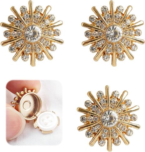 3 Pcs Button Covers for Women Blouses,Button Covers for Women with Crystal Decorative,Black Detachable Buttons Cover with Rainstone,Use to Womens Jeans and Blouses Sewing Decorative in Saudi Arabia
