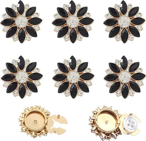 3 Pcs Button Covers for Women Blouses,Button Covers for Women with Crystal Decorative,Black Detachable Buttons Cover with Rainstone,Use to Womens Jeans and Blouses Sewing Decorative in Saudi Arabia