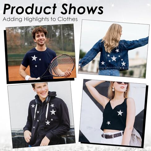 24Pcs Star Iron on Patches, Iron on Rhinestone Stars, Star Shape Appliques Patch for Clothing Jeans DIY Repair Decoration(Silver) in Saudi Arabia