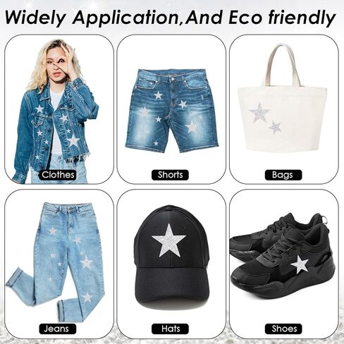 24Pcs Star Iron on Patches, Iron on Rhinestone Stars, Star Shape Appliques Patch for Clothing Jeans DIY Repair Decoration(Silver) in Saudi Arabia