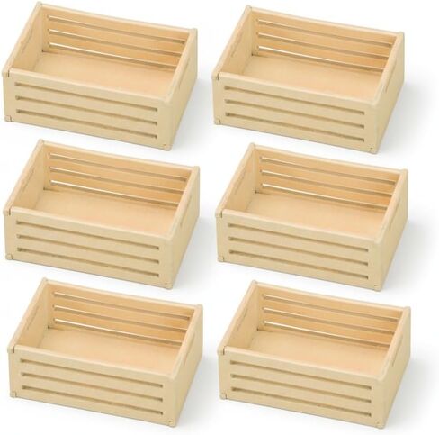 Totority Mini Storage Baskets 6pcs for Dollhouse and Supermarket Shelf, Durable Wooden Miniature Organizers for Warehouse Scene, Space-Saving Design, Perfect for Collectors and Hobbyists in Saudi Arabia