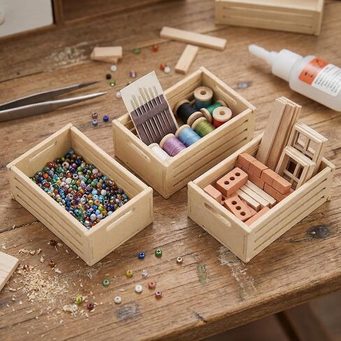 Totority Mini Storage Baskets 6pcs for Dollhouse and Supermarket Shelf, Durable Wooden Miniature Organizers for Warehouse Scene, Space-Saving Design, Perfect for Collectors and Hobbyists in Saudi Arabia