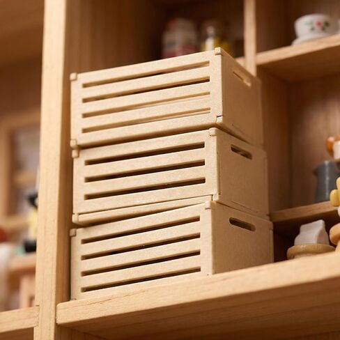 Totority Mini Storage Baskets 6pcs for Dollhouse and Supermarket Shelf, Durable Wooden Miniature Organizers for Warehouse Scene, Space-Saving Design, Perfect for Collectors and Hobbyists in Saudi Arabia