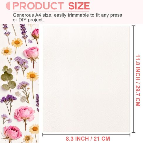 Blotting Board 3mm Thick A4 Natural Fiber Blotting Paper for Flower Pressing - 2 Pack | Highly Absorbent & Reusable Sheets for Herbarium, Crafts & Calligraphy in Saudi Arabia