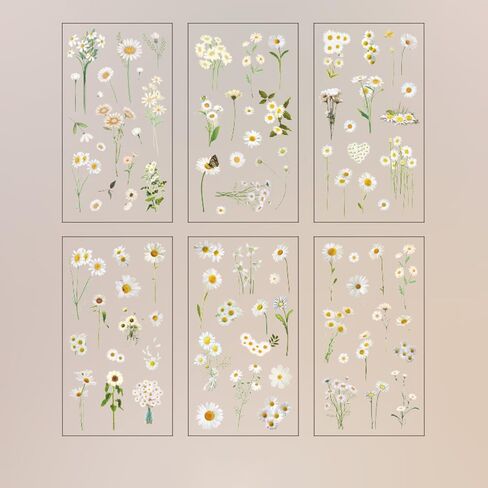 Decorative Paper Set – 6PCS Daisy Design, Green Color, 18x10x0.01cm Size for Creative Projects in Saudi Arabia