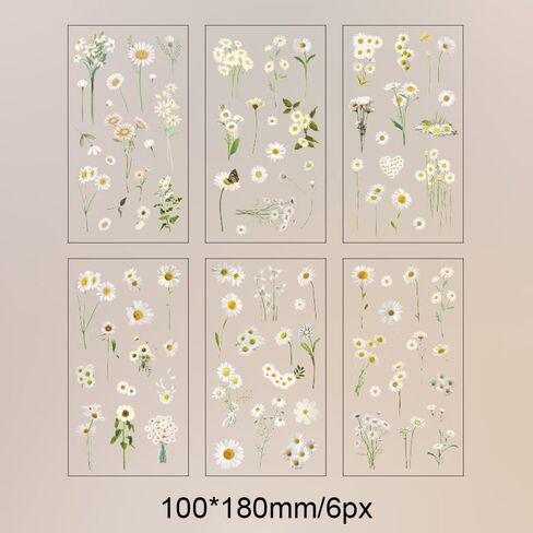 Decorative Paper Set – 6PCS Daisy Design, Green Color, 18x10x0.01cm Size for Creative Projects in Saudi Arabia