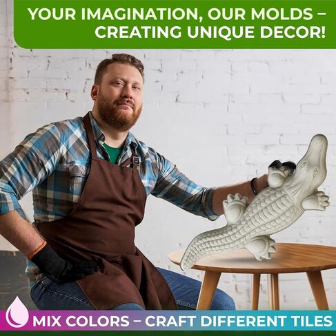التمساح قالب صب قالب ديكور خرساني كبير من البلاستيك الأسمنتي - حديقة التمساح شكل خرساني كبير - قوالب خرسانة وأشكال حيوانات قابلة لإعادة الاستخدام - تمثال تمساح للحديقة in Kuwait