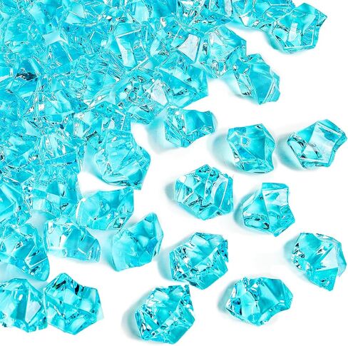 مكعبات ثلج وهمية، 100 قطعة من صخور البحيرة الزرقاء للمزهريات، ألماس بلاستيكي 17 * 22 مم، حشوات مزهرية مكعبات ثلج بلاستيكية للقطع المركزية in Kuwait