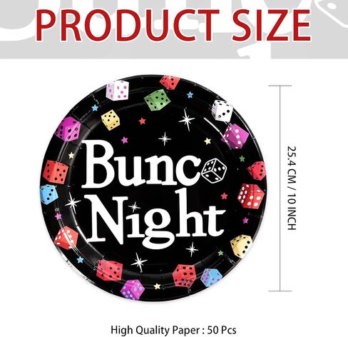 50Pcs Dice Party Supplies 10" Heavy Duty Disposable Game Night Birthday Party Plates Black Colorful Dice Plates for Game Night Casino Cocktail Let’s Roll Party Decorations in Saudi Arabia