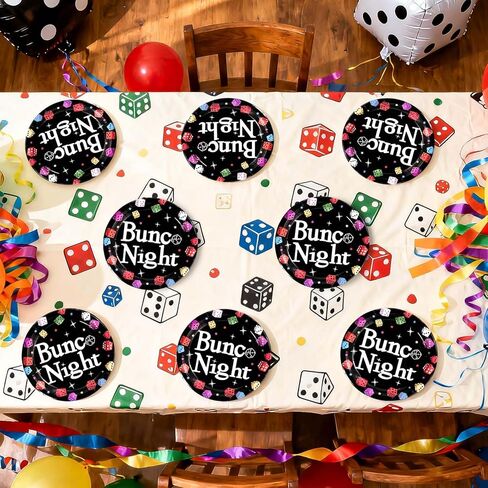 50Pcs Dice Party Supplies 10" Heavy Duty Disposable Game Night Birthday Party Plates Black Colorful Dice Plates for Game Night Casino Cocktail Let’s Roll Party Decorations in Saudi Arabia