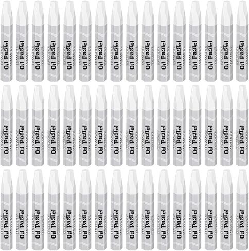 48 Pcs White Soft Oil Pastels Bulk Artists Oil Crayons Single Color Hexagonal Creamy Pastel for Artists Beginners Painting Drawing Relaxing Blending in Kuwait