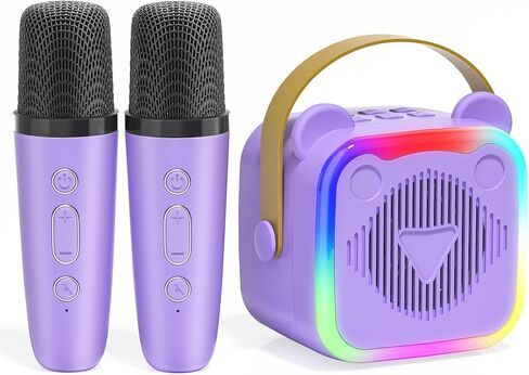 Mini Karaoke Machine for Kids,Portable Bluetooth Speaker with 2 Microphones,Music Player for Singing and Party,Ideas Birthday Toys Gifts for Girls Boys 3,4,5,6,7,8,9,10,11,12+ Years Old (Purple) in Saudi Arabia