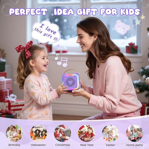 Mini Karaoke Machine for Kids,Portable Bluetooth Speaker with 2 Microphones,Music Player for Singing and Party,Ideas Birthday Toys Gifts for Girls Boys 3,4,5,6,7,8,9,10,11,12+ Years Old (Purple) in Saudi Arabia