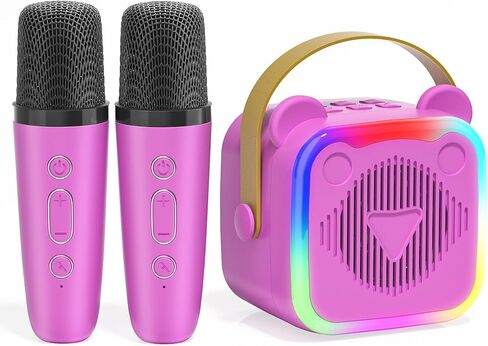 Mini Karaoke Machine for Kids,Portable Bluetooth Speaker with 2 Microphones,Music Player for Singing and Party,Ideas Birthday Toys Gifts for Girls Boys 3,4,5,6,7,8,9,10,11,12+ Years Old (Purple) in Saudi Arabia