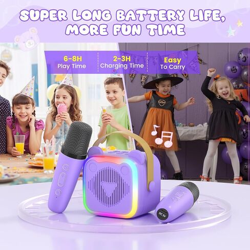 Mini Karaoke Machine for Kids,Portable Bluetooth Speaker with 2 Microphones,Music Player for Singing and Party,Ideas Birthday Toys Gifts for Girls Boys 3,4,5,6,7,8,9,10,11,12+ Years Old (Purple) in Saudi Arabia
