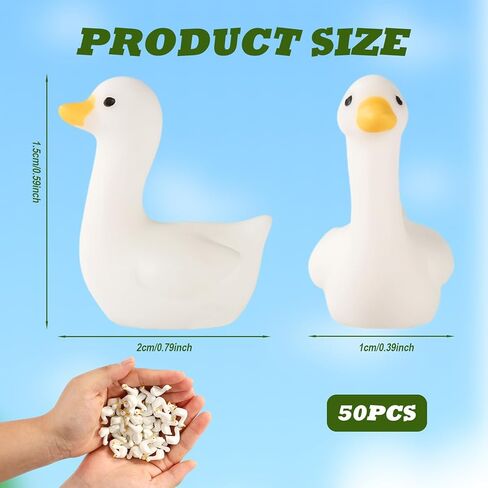 50pcs Mini Resin Goose, Tiny Resin Silly Goose Statue Small Miniature Little Desk Animal Decor Funny Figurines Figures Ornaments Gifts DIY Craft for Micro Landscape Dollhouse Garden (White) in Saudi Arabia