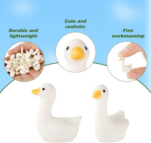 50pcs Mini Resin Goose, Tiny Resin Silly Goose Statue Small Miniature Little Desk Animal Decor Funny Figurines Figures Ornaments Gifts DIY Craft for Micro Landscape Dollhouse Garden (White) in Saudi Arabia