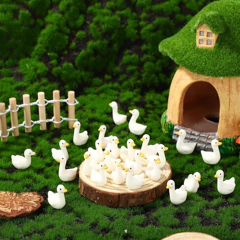 50pcs Mini Resin Goose, Tiny Resin Silly Goose Statue Small Miniature Little Desk Animal Decor Funny Figurines Figures Ornaments Gifts DIY Craft for Micro Landscape Dollhouse Garden (White) in Saudi Arabia