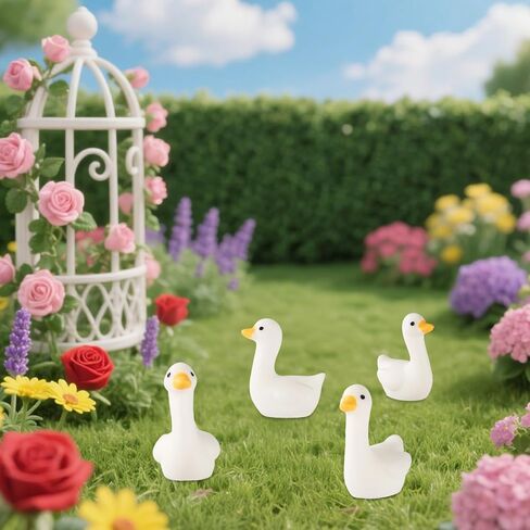 50pcs Mini Resin Goose, Tiny Resin Silly Goose Statue Small Miniature Little Desk Animal Decor Funny Figurines Figures Ornaments Gifts DIY Craft for Micro Landscape Dollhouse Garden (White) in Saudi Arabia