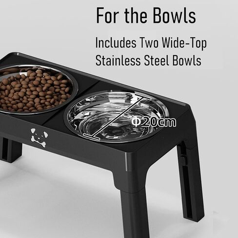 حامل أوعية مرتفعة للكلاب، ارتفاع 5 مستويات قابل للتعديل مع قطعتين من أوعية التغذية البطيئة من الفولاذ المقاوم للصدأ، محطة طعام ومياه للكلاب المرتفعة المضادة للانزلاق للحيوانات الأليفة الكبيرة والصغيرة، قابلة للطي للسفر in Kuwait