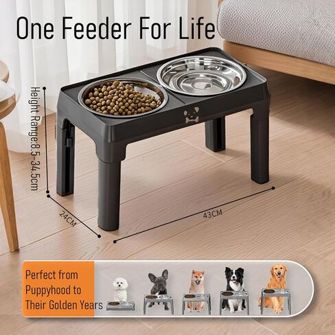 حامل أوعية مرتفعة للكلاب، ارتفاع 5 مستويات قابل للتعديل مع قطعتين من أوعية التغذية البطيئة من الفولاذ المقاوم للصدأ، محطة طعام ومياه للكلاب المرتفعة المضادة للانزلاق للحيوانات الأليفة الكبيرة والصغيرة، قابلة للطي للسفر in Kuwait