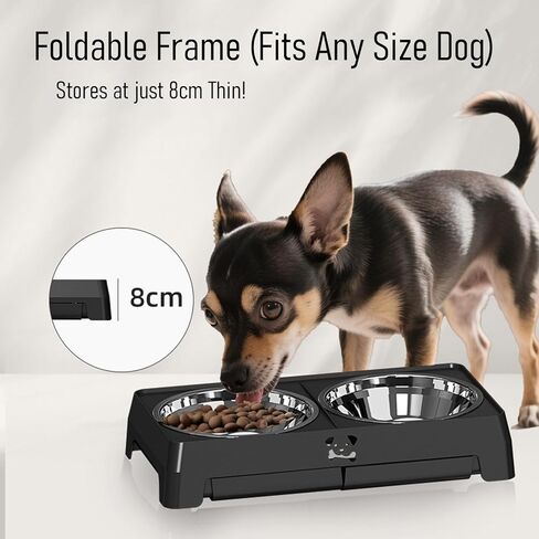 حامل أوعية مرتفعة للكلاب، ارتفاع 5 مستويات قابل للتعديل مع قطعتين من أوعية التغذية البطيئة من الفولاذ المقاوم للصدأ، محطة طعام ومياه للكلاب المرتفعة المضادة للانزلاق للحيوانات الأليفة الكبيرة والصغيرة، قابلة للطي للسفر in Kuwait