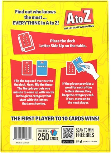 Viral Studios A to Z – Fast-Paced Word Game for Families & Game Nights – Race The Timer, Flip Letters & Shout Answers – Fun Card Game for Kids, Teens & Adults, Ages 8+, 2+ Players in Saudi Arabia