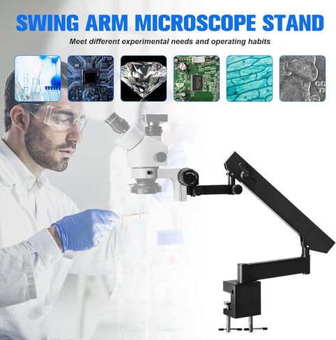 Articulating Stand for Stereo Microscopes with Table Clip Foldable Microscope Bracket Adjusted Up and Down Aluminum Alloy Microscope Stand Holder for Digital Microscopes in Kuwait