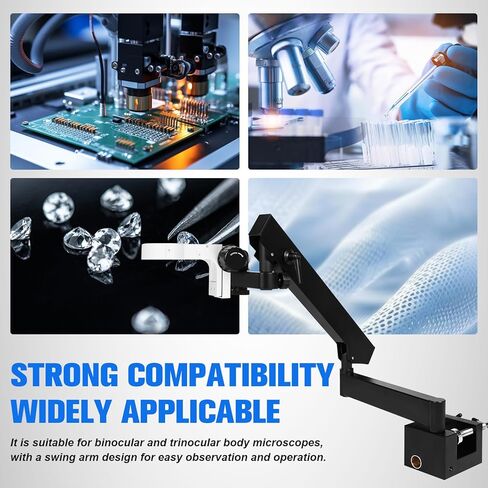 Articulating Stand for Stereo Microscopes with Table Clip Foldable Microscope Bracket Adjusted Up and Down Aluminum Alloy Microscope Stand Holder for Digital Microscopes in Kuwait
