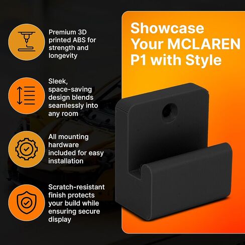SplashNColor Wall Mount for Lego - Secure ABS Wall Hook & Hanging Display Solution for MCLAREN P1 42172 – Showcase Your Builds in Style! – Space-Saving Wall Decor - 1 Pack (Black) in Saudi Arabia