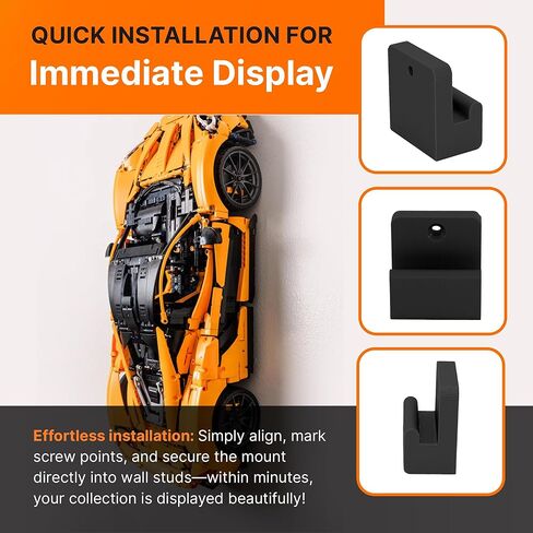 SplashNColor Wall Mount for Lego - Secure ABS Wall Hook & Hanging Display Solution for MCLAREN P1 42172 – Showcase Your Builds in Style! – Space-Saving Wall Decor - 1 Pack (Black) in Saudi Arabia