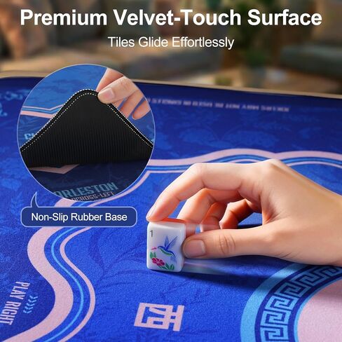 Monet Garden Mahjong Mat 31.5" x 31.5", Non-Slip Rubber Base & Soft Plush Surface, Elegant Floral Game Table Cover for American Mahjong, Bridge & Board Games, Noise Reducing in Saudi Arabia