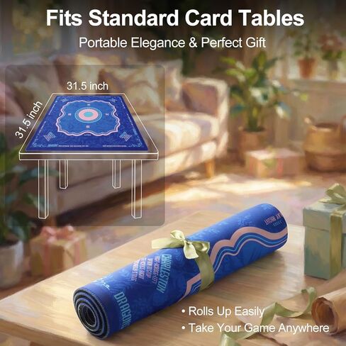 Monet Garden Mahjong Mat 31.5" x 31.5", Non-Slip Rubber Base & Soft Plush Surface, Elegant Floral Game Table Cover for American Mahjong, Bridge & Board Games, Noise Reducing in Saudi Arabia