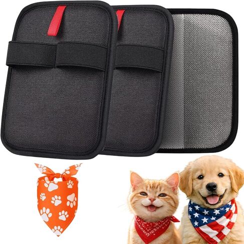 2PCS Upgraded Pet Hair Removal Glove & Pet Bandana; Electrostatic, Reusable Hair Removal for Dogs & Cats, Static Fur Remover Brush for Pet Hair from Clothes, and Carpet in Saudi Arabia