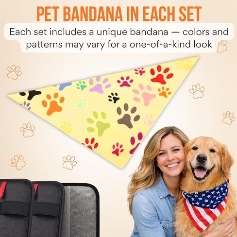 2PCS Upgraded Pet Hair Removal Glove & Pet Bandana; Electrostatic, Reusable Hair Removal for Dogs & Cats, Static Fur Remover Brush for Pet Hair from Clothes, and Carpet in Saudi Arabia