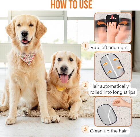 2PCS Upgraded Pet Hair Removal Glove & Pet Bandana; Electrostatic, Reusable Hair Removal for Dogs & Cats, Static Fur Remover Brush for Pet Hair from Clothes, and Carpet in Saudi Arabia